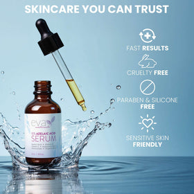 Eva Naturals daily-use routine image suggests gentle, non-irritating skincare benefits.