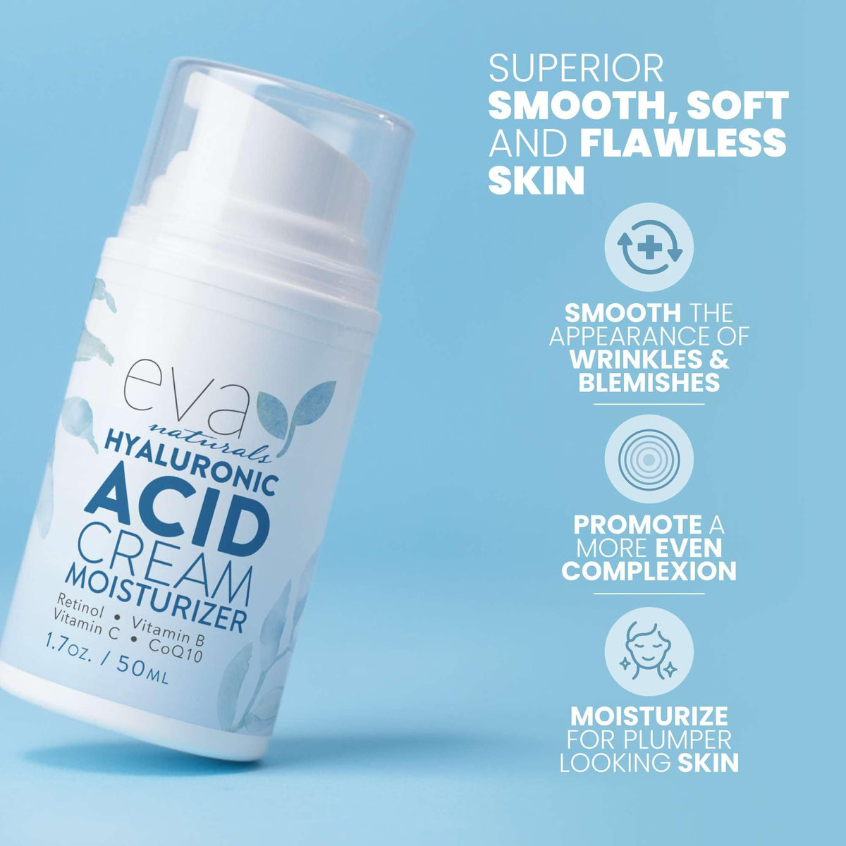 Deep hydration cream swirl by Eva Naturals highlighting fast-absorbing moisture
