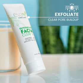 Applying Eva Naturals Glycolic Acid Cleanser for a gentle cleanse and clear pores