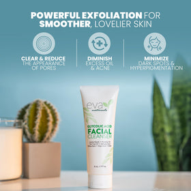 Close-up of Eva Naturals Glycolic Acid Cleanser texture showing smooth lather