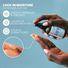Eva Naturals serum dropper dispensing on clean skin for quick absorption