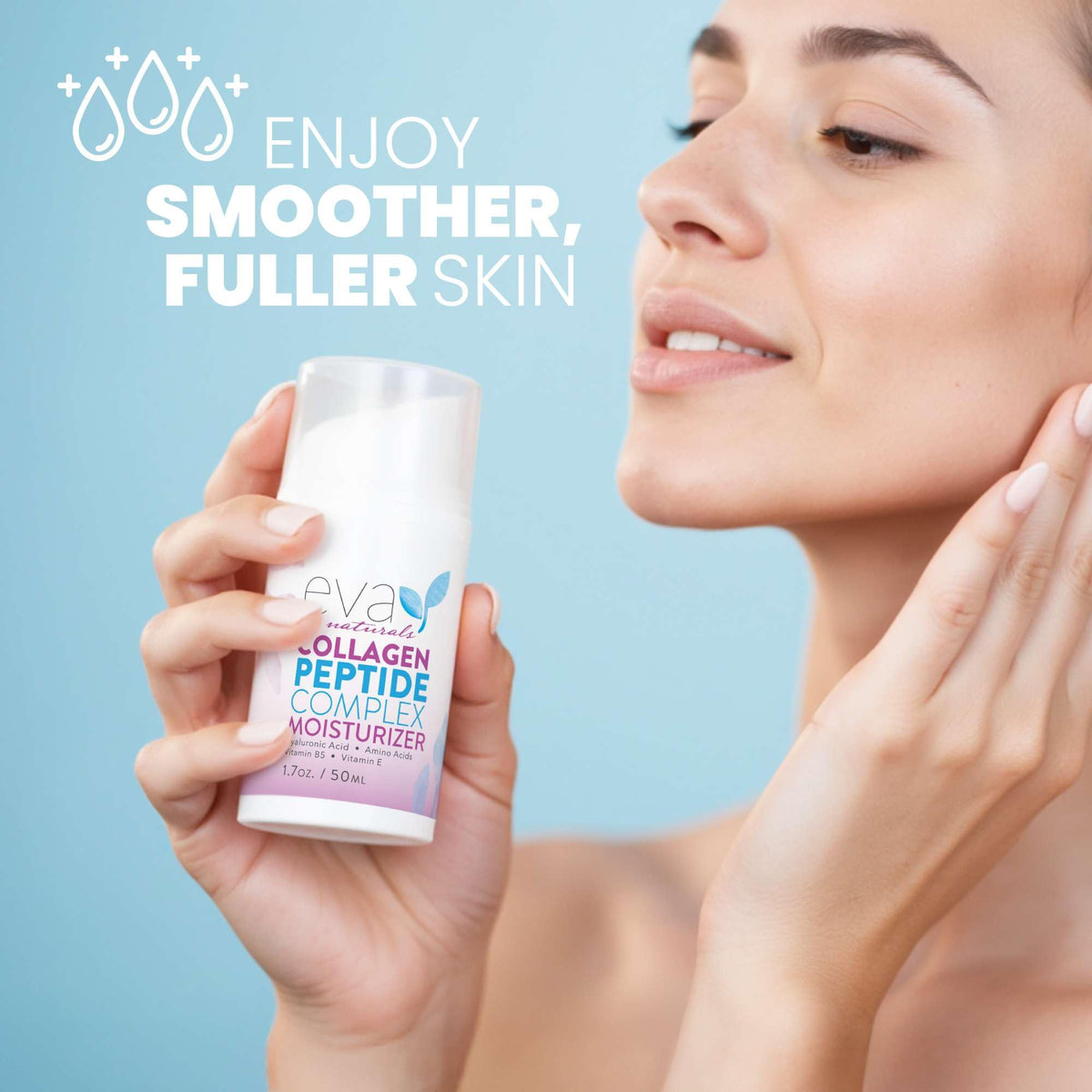 Eva Naturals Hyaluronic Acid formula demonstrates hydration boost for skin.