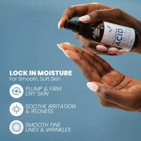 Eva Naturals Hyaluronic Serum dropper ready for quick, lightweight hydration under makeup.