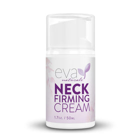 Eva Naturals neck firming cream tube close-up for firmer-looking neck area