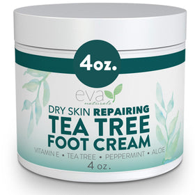 Eva Naturals Tea Tree Foot Cream tube for quick, hydrating relief.