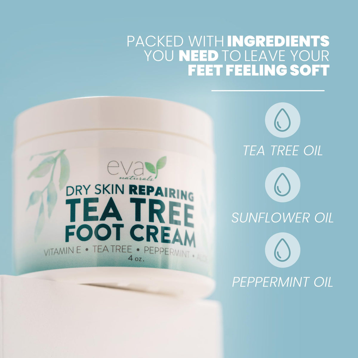 Aloe and sunflower oil hydrate rough skin for softer heels.