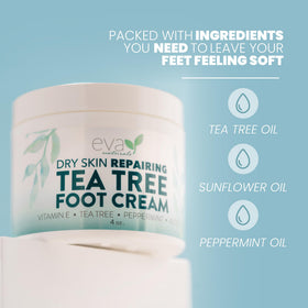 Aloe and sunflower oil hydrate rough skin for softer heels.