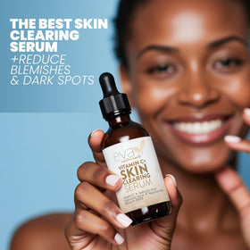 Eva Naturals Vitamin C Serum applied along jawline suggests improved skin clarity and texture.