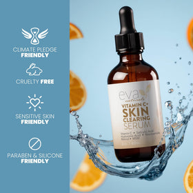 Eva Naturals Vitamin C Serum packaging highlights premium formula for daily routine.
