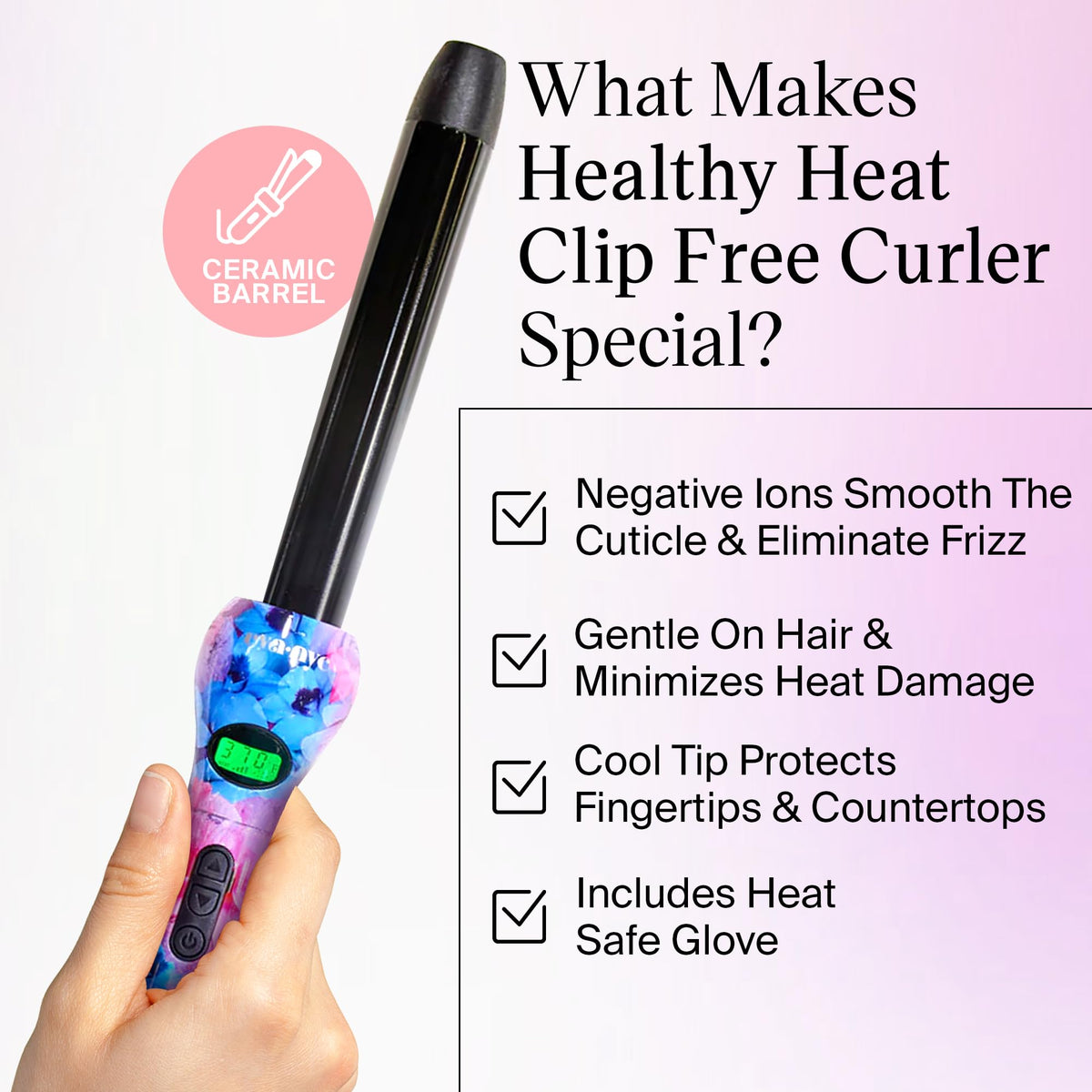 Eva NYC curling wand with 9 ft 360-degree swivel cord