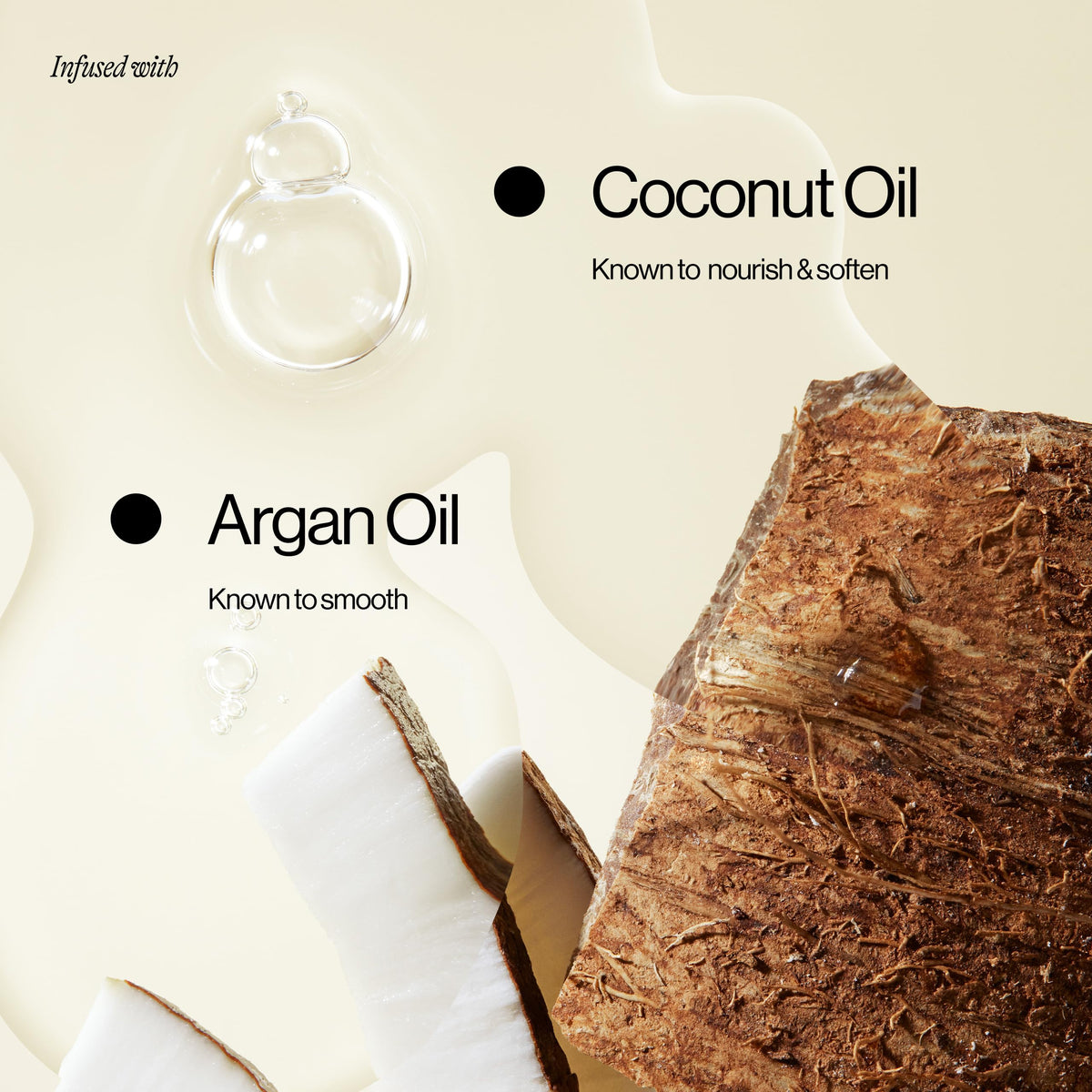 Hair appears shiny and smooth after applying Eva NYC coconut-argan oil.