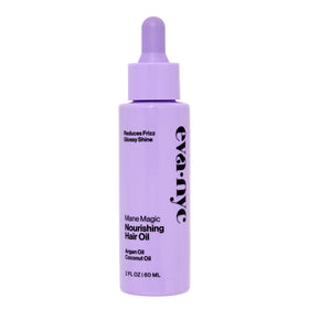 EVA NYC Mane Magic Nourishing Hair Oil bottle displaying argan and coconut blend for smoother hair.