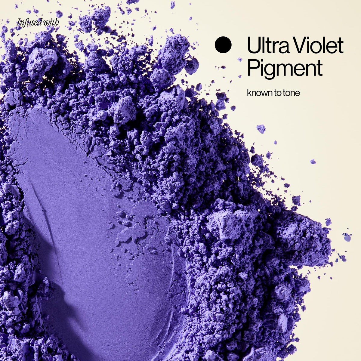 Tinted violet jar emphasizes pigment for tone balancing in blondes.