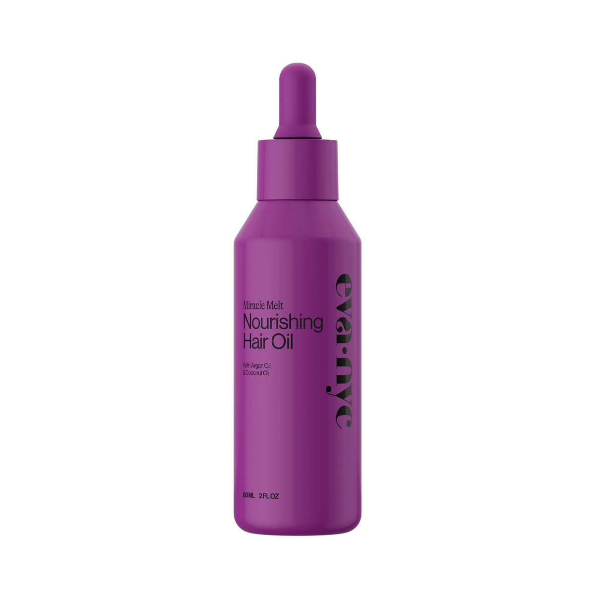 Eva NYC Quick Absorbing Oil bottle pouring for frizz control and shine.