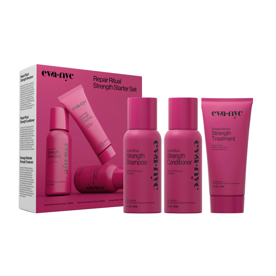 Eva NYC Repair Ritual Shampoo bottle illustrating strength-focused formula for damaged hair