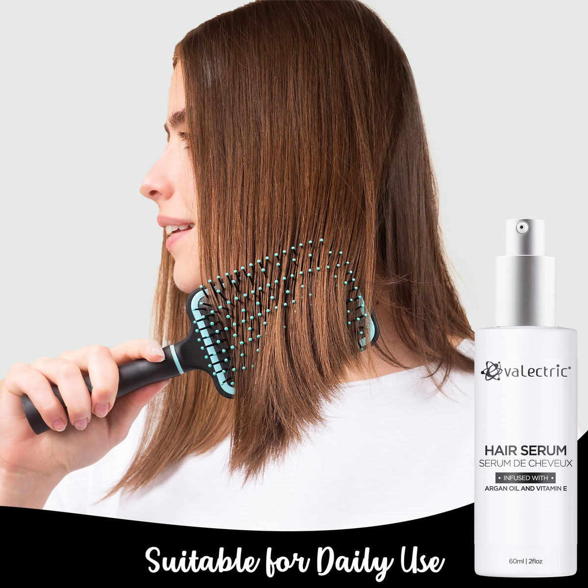 Evalectric Argan Oil Hair Serum demonstrates heat styling protection with a light aroma