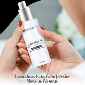 Evalectric Argan Oil Hair Serum being applied to damp hair for frizz control