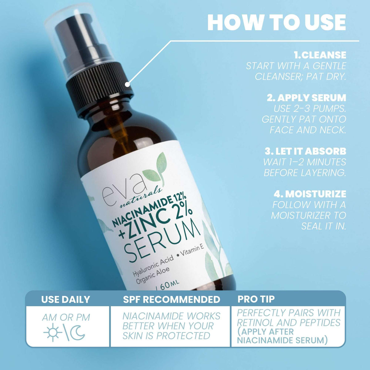Eva Naturals Niacinamide serum improving even tone and glow