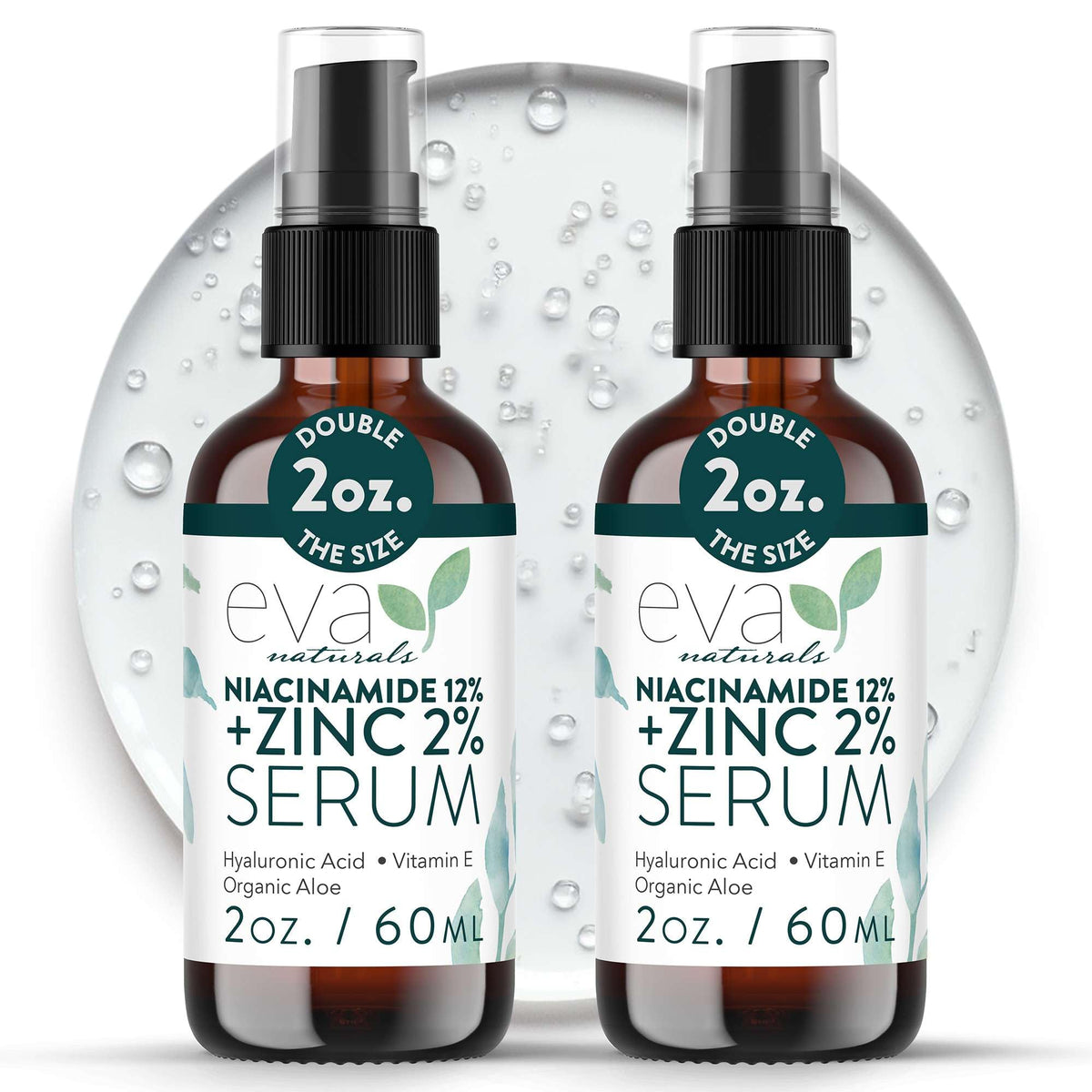 Eva Naturals Niacinamide serum bottle for pore minimization and brighter skin
