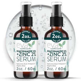 Eva Naturals Niacinamide serum bottle for pore minimization and brighter skin