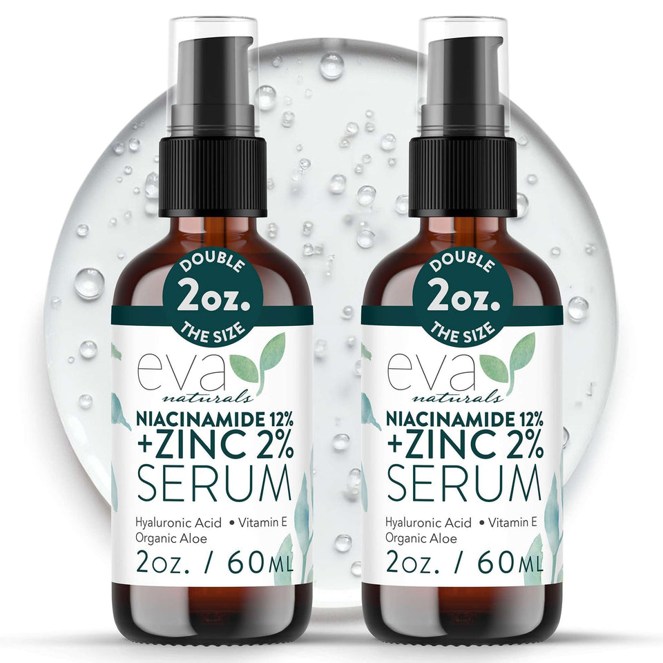 Eva Naturals Niacinamide serum bottle for pore minimization and brighter skin