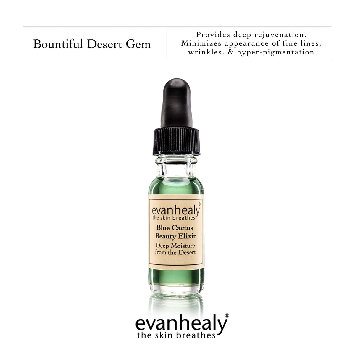 Evanhealy Blue Cactus Elixir dropper releases a silky oil for daily use.