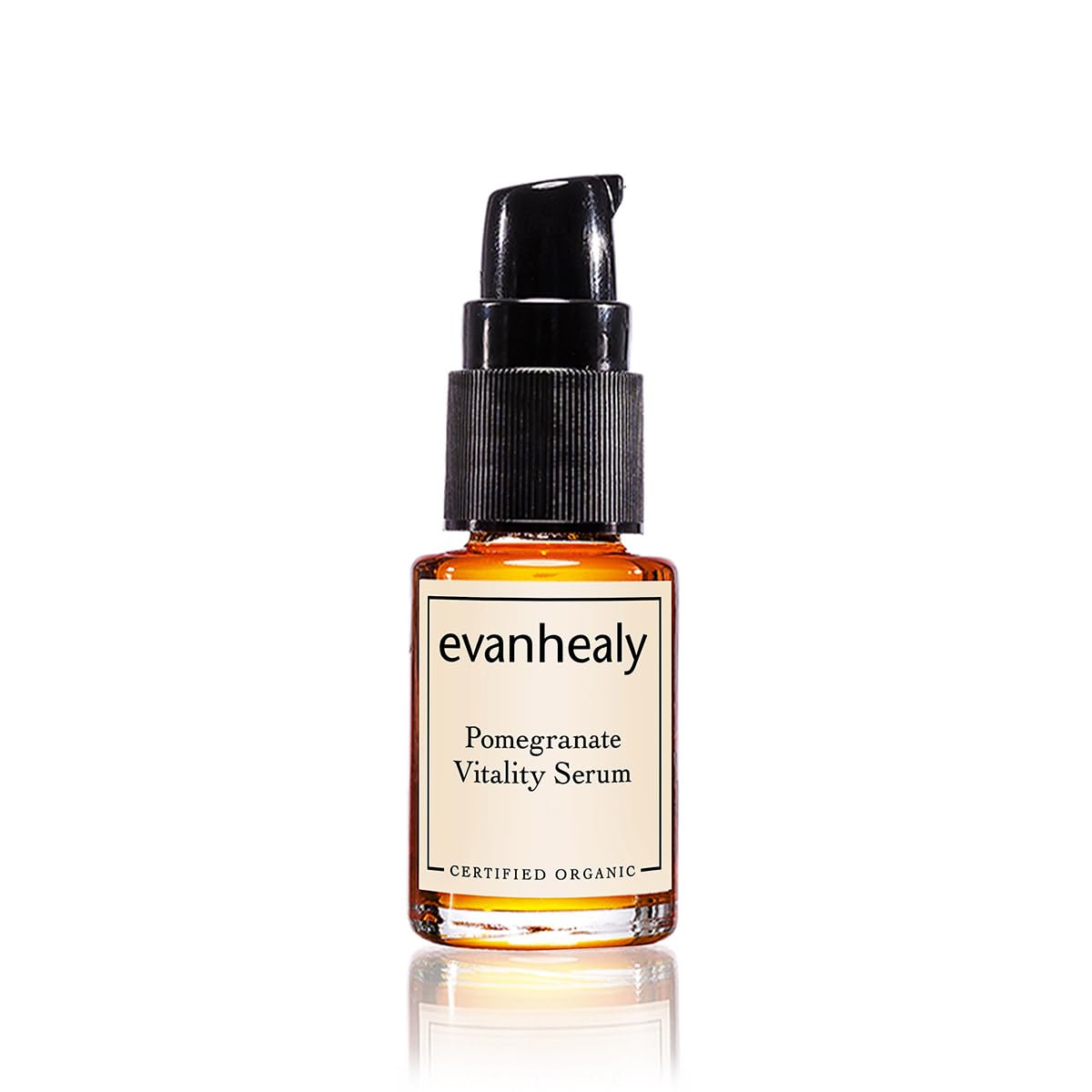 evanhealy Pomegranate Vitality Serum bottle shows luxurious oil for balanced skin
