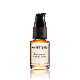 evanhealy Pomegranate Vitality Serum bottle shows luxurious oil for balanced skin