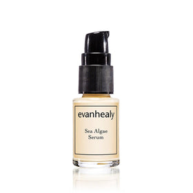evanhealy Sea Algae Serum bottle closeup for hydrated, calm skin