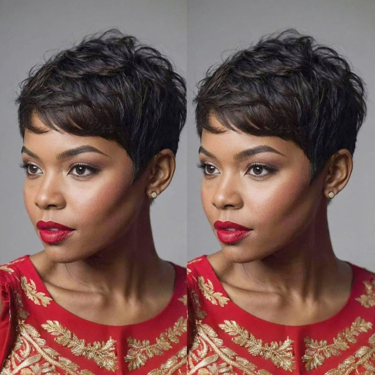 Evasens Pixie Cut Wig with bangs, front view for natural daily wear
