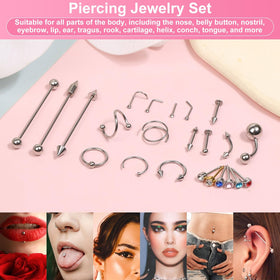 Evatage piercing jewelry variety set with multiple styles