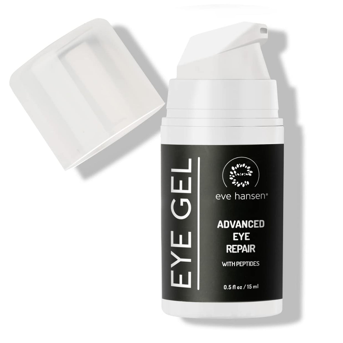Eve Hansen anti-aging eye gel tube close-up for smoother under-eye skin.