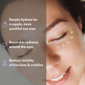 Eve Hansen eye gel application under the eye to brighten look.