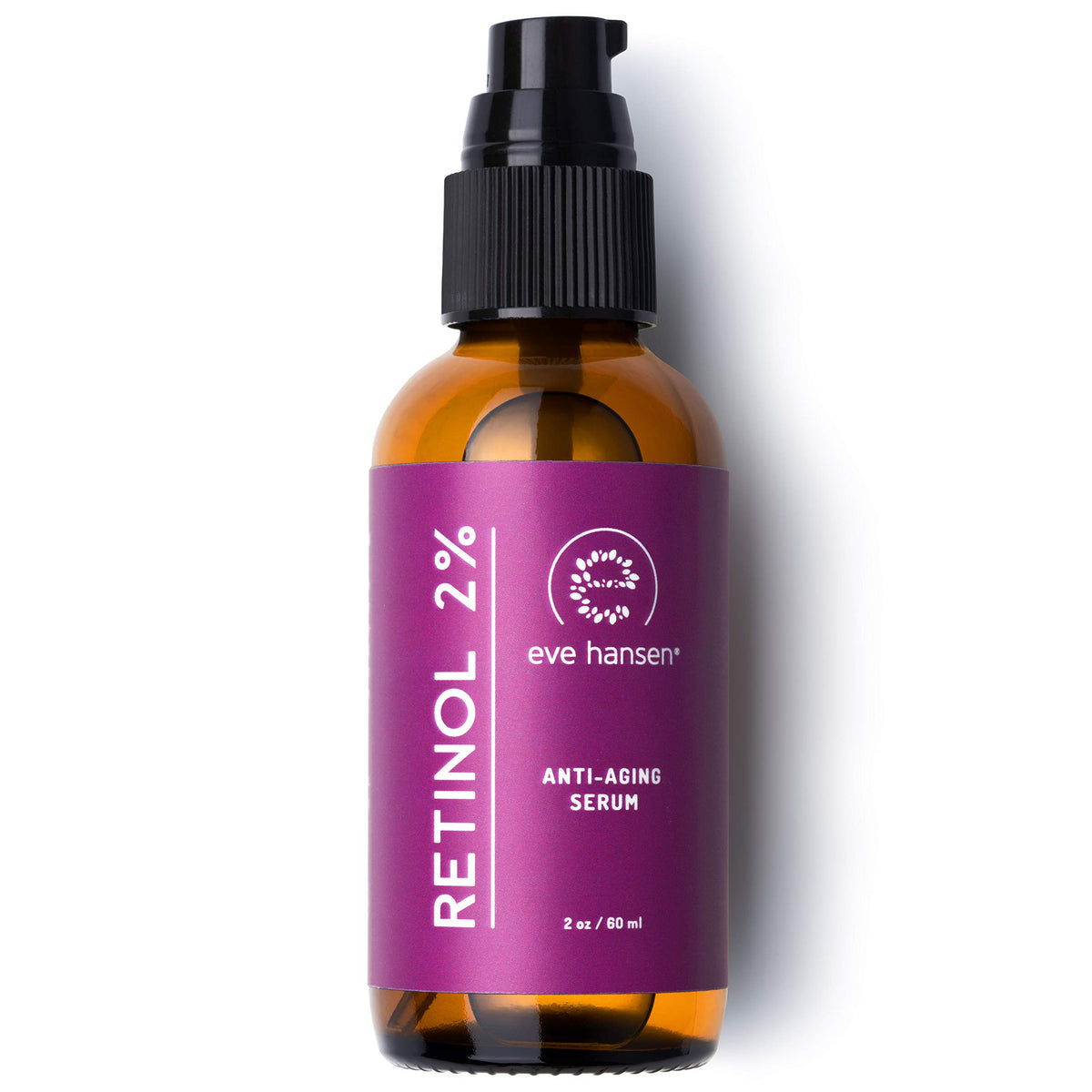 Eve Hansen Retinol Serum 2% bottle closeup for nightly skincare.