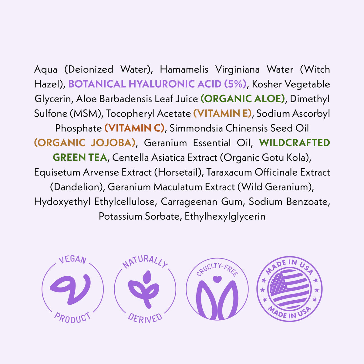 Eve Hansen vegan cruelty-free label communicates clean, ethical skincare choice.