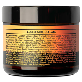 Flat lay of Eve Hansen Vitamin C Night Cream in a skincare setup