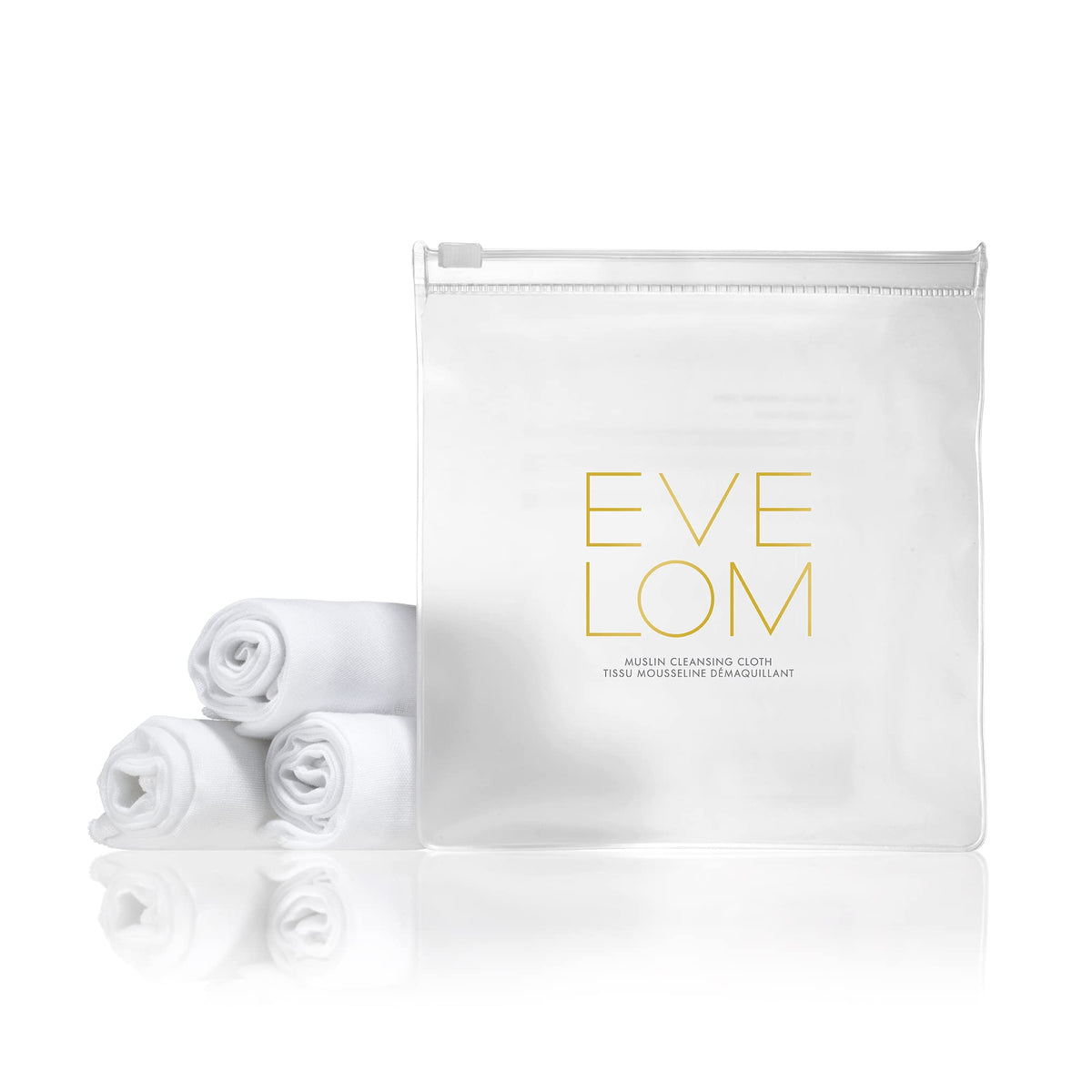 EVE LOM Muslin Cloth in use for circular cleansing to refresh skin.