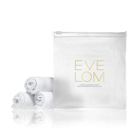 EVE LOM Muslin Cloth in use for circular cleansing to refresh skin.