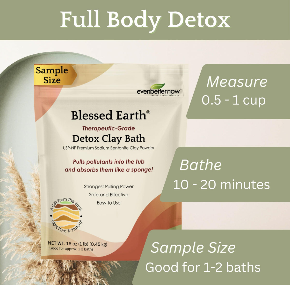 Evenbetternow Blessed Earth Detox Clay Bath mineral-rich clay supports skin softness.