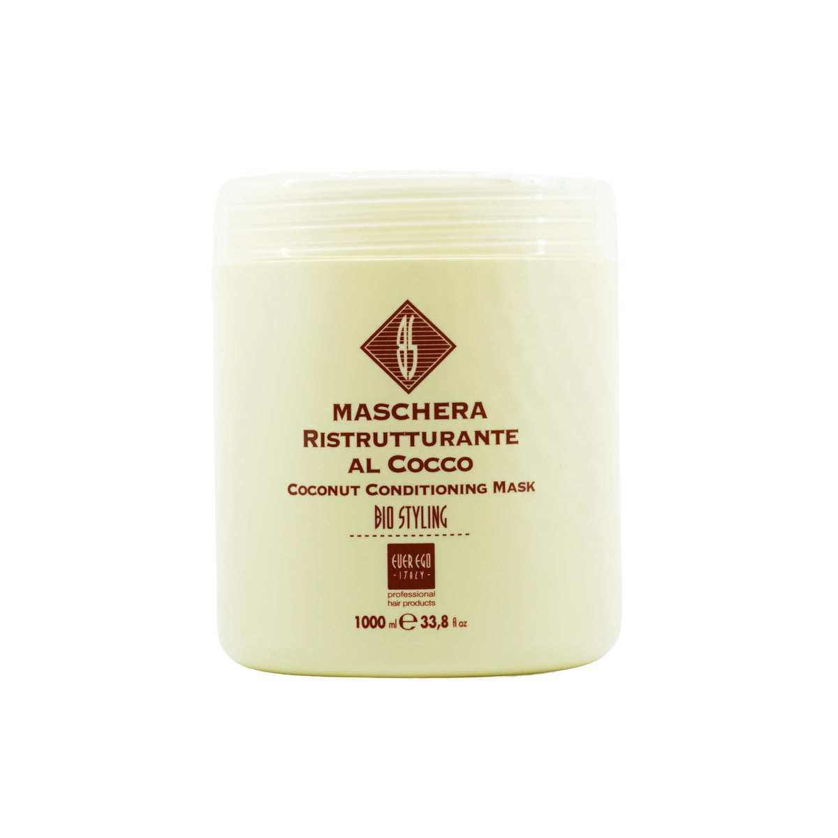 Ever Ego Coconut Conditioning Mask packshot highlighting nourishing, non-greasy hydration for dry, treated hair.