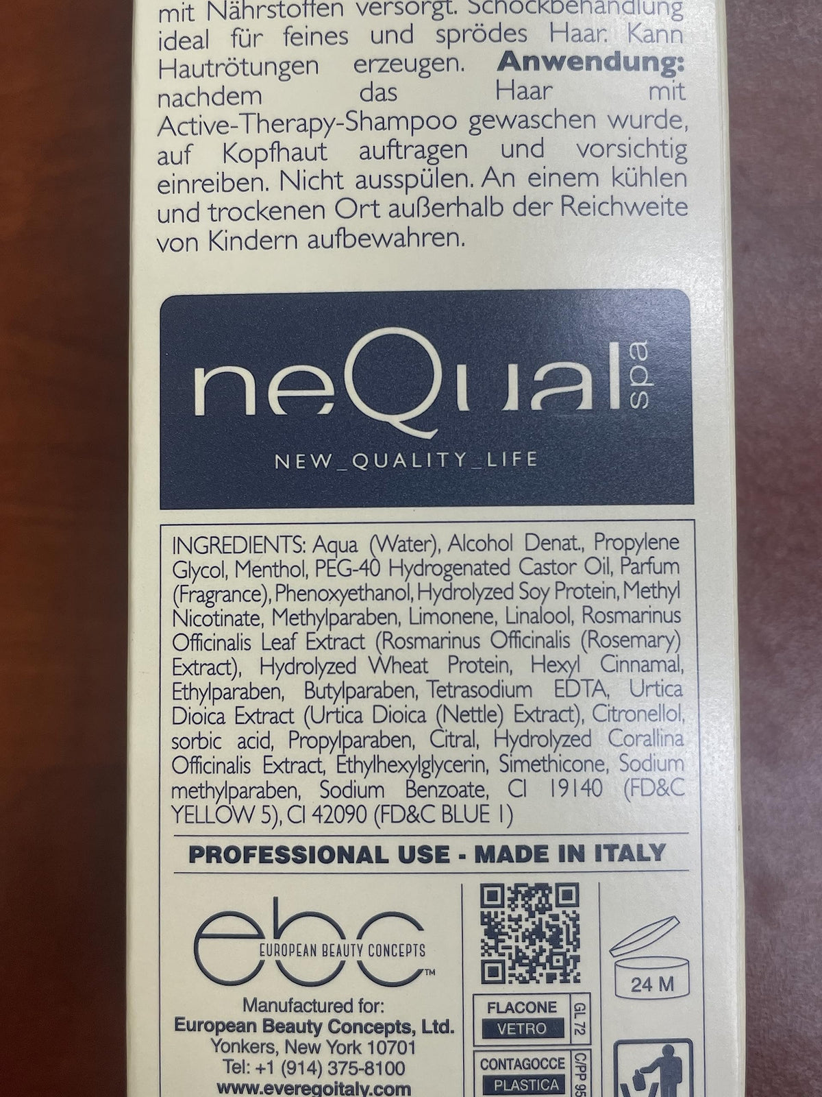 Ever Ego Nequal Intensive Energizing Lotion packaging with label for easy daily use.