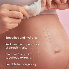 Evereden Belly Mask texture closeup showing creamy, hydrating formula.