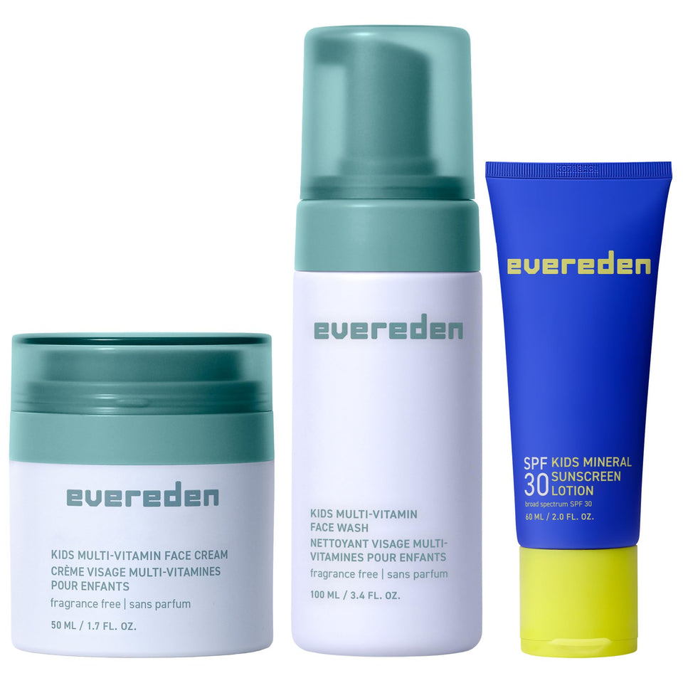 Evereden daily 1-2-3 routine set bottle for an easy kids skincare routine.