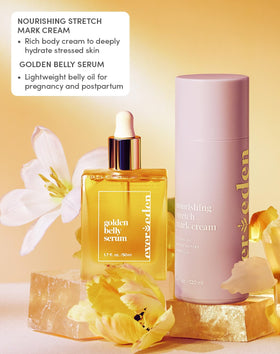 Evereden Golden Belly Oil close-up showing smooth texture for daily care.