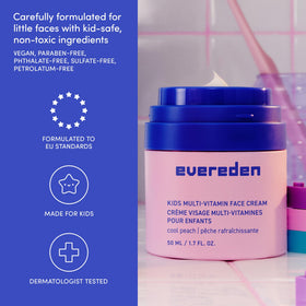 Evereden cream applied on a child’s cheek for daily hydrating routine
