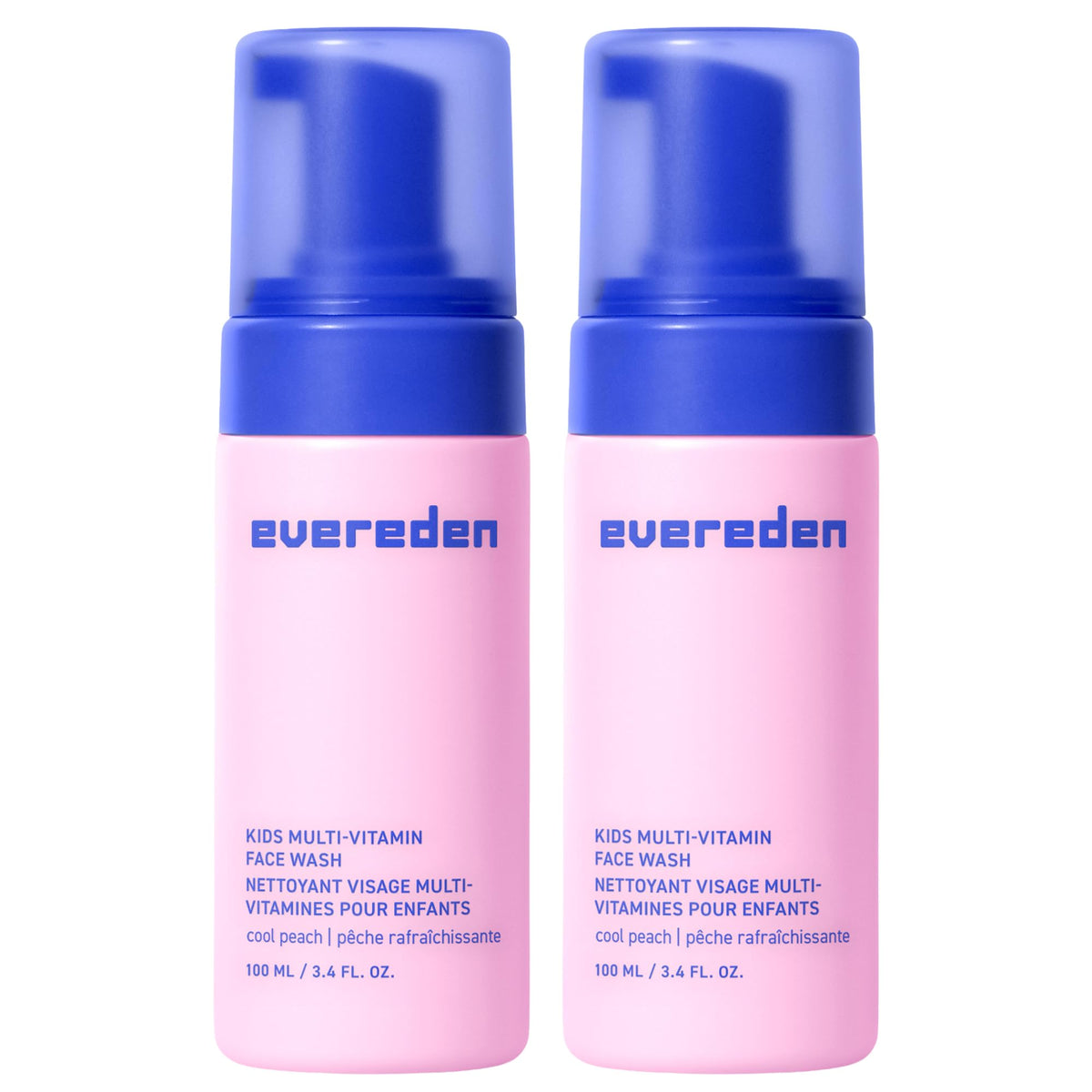 Evereden Kids Face Wash Cool Peach bottle highlights gentle cleansing for kids.