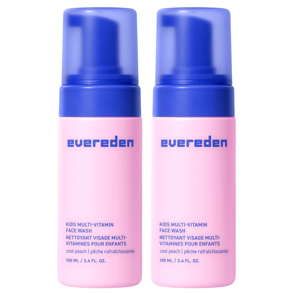 Evereden Kids Face Wash Cool Peach bottle highlights gentle cleansing for kids.