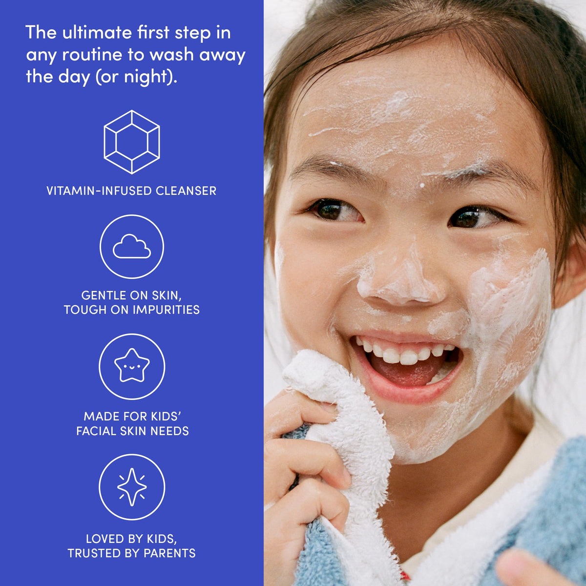 Evereden Kids Face Wash lather and rinse scene on sink.