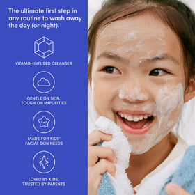 Evereden Kids Face Wash lather and rinse scene on sink.