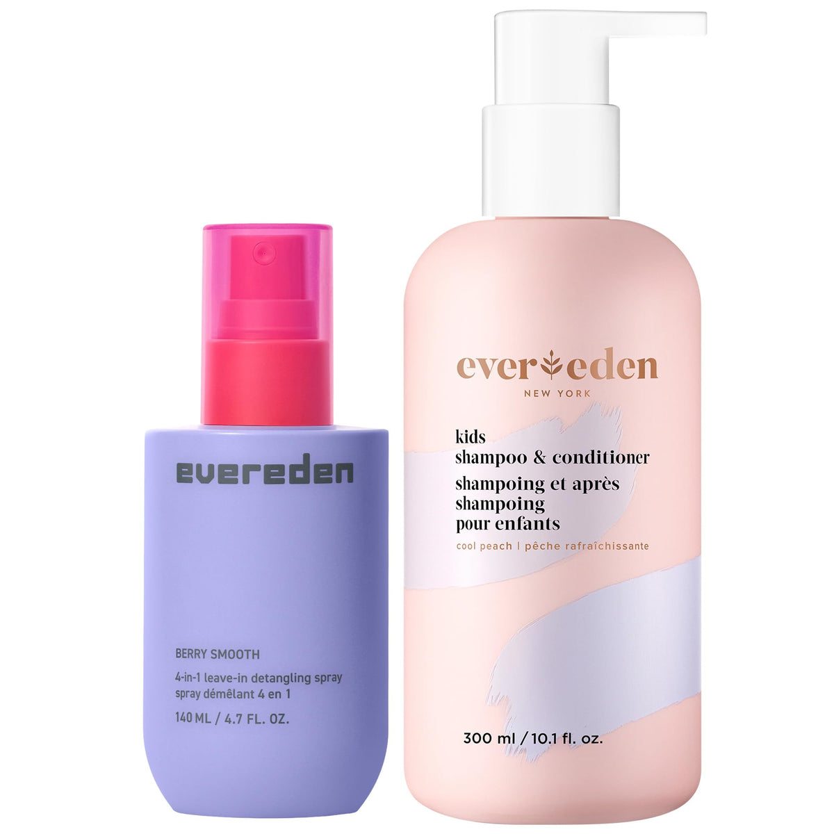 Evereden Kids Hair Set leave-in detangler spray eases brushing for kids.